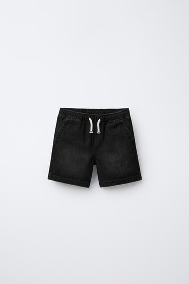 DENIM BERMUDA SHORTS WITH LABEL - Black by Zara