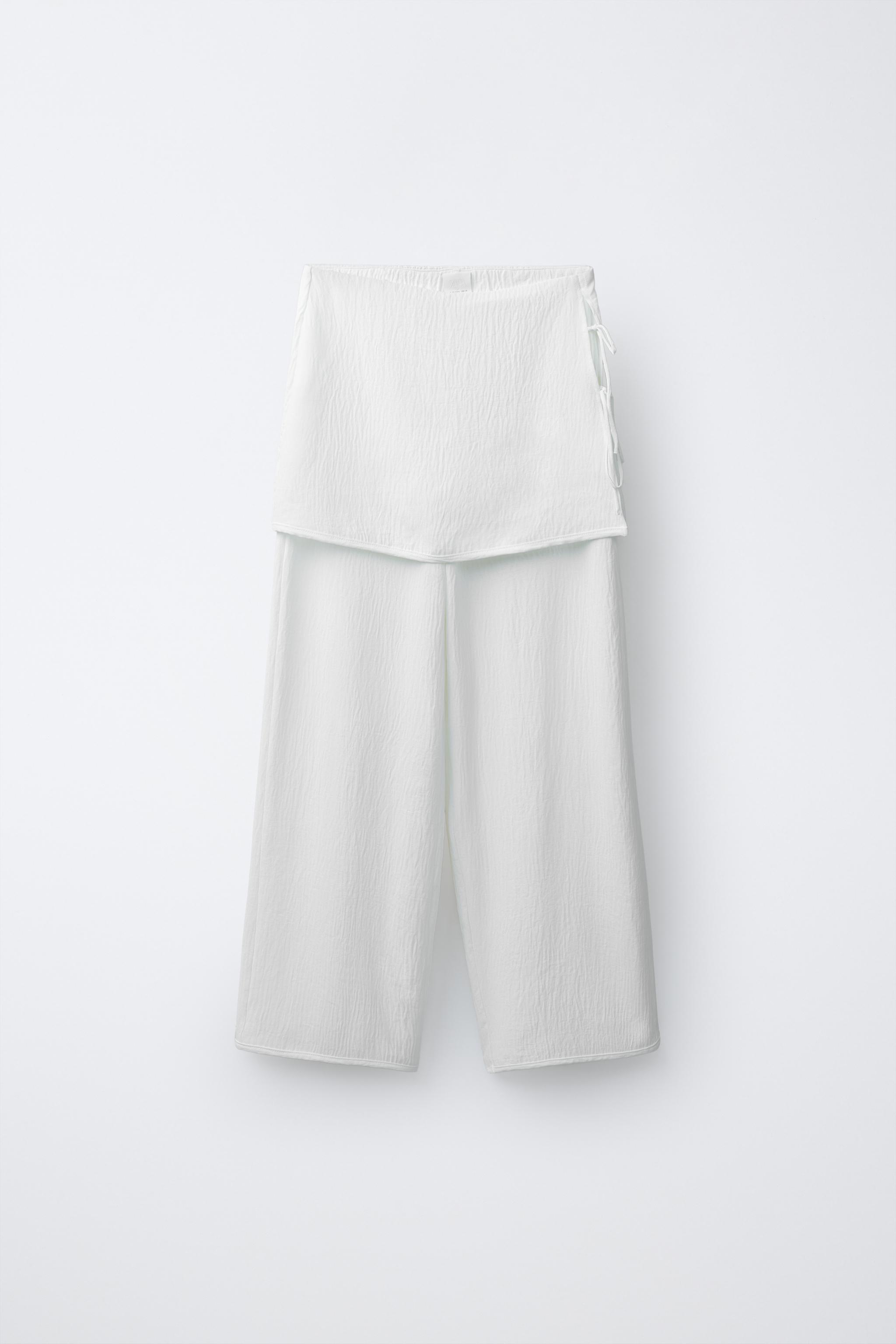 WIDE LEG PAREO PANTS — White