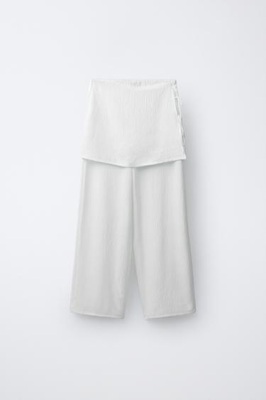 PANTALÓN WIDE LEG PAREO - Blanco de Zara - Imagen 0