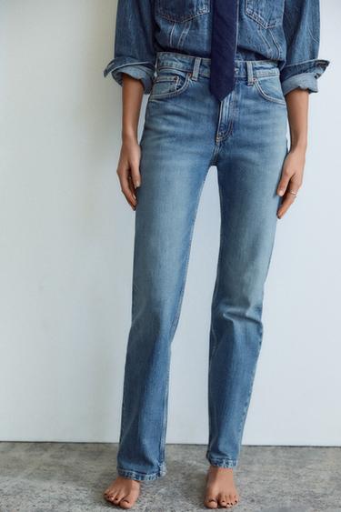 TRF STRAIGHT HIGH-WAIST JEANS - Blue by Zara