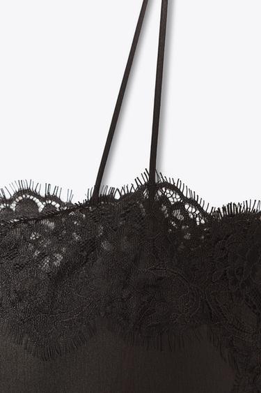 ZW COLLECTION SATIN LACE TOP - Dark brown by Zara - Image 8