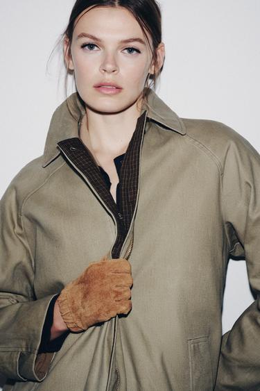100% SUEDE LEATHER GATHERED GLOVES - camel by Zara - Image 1