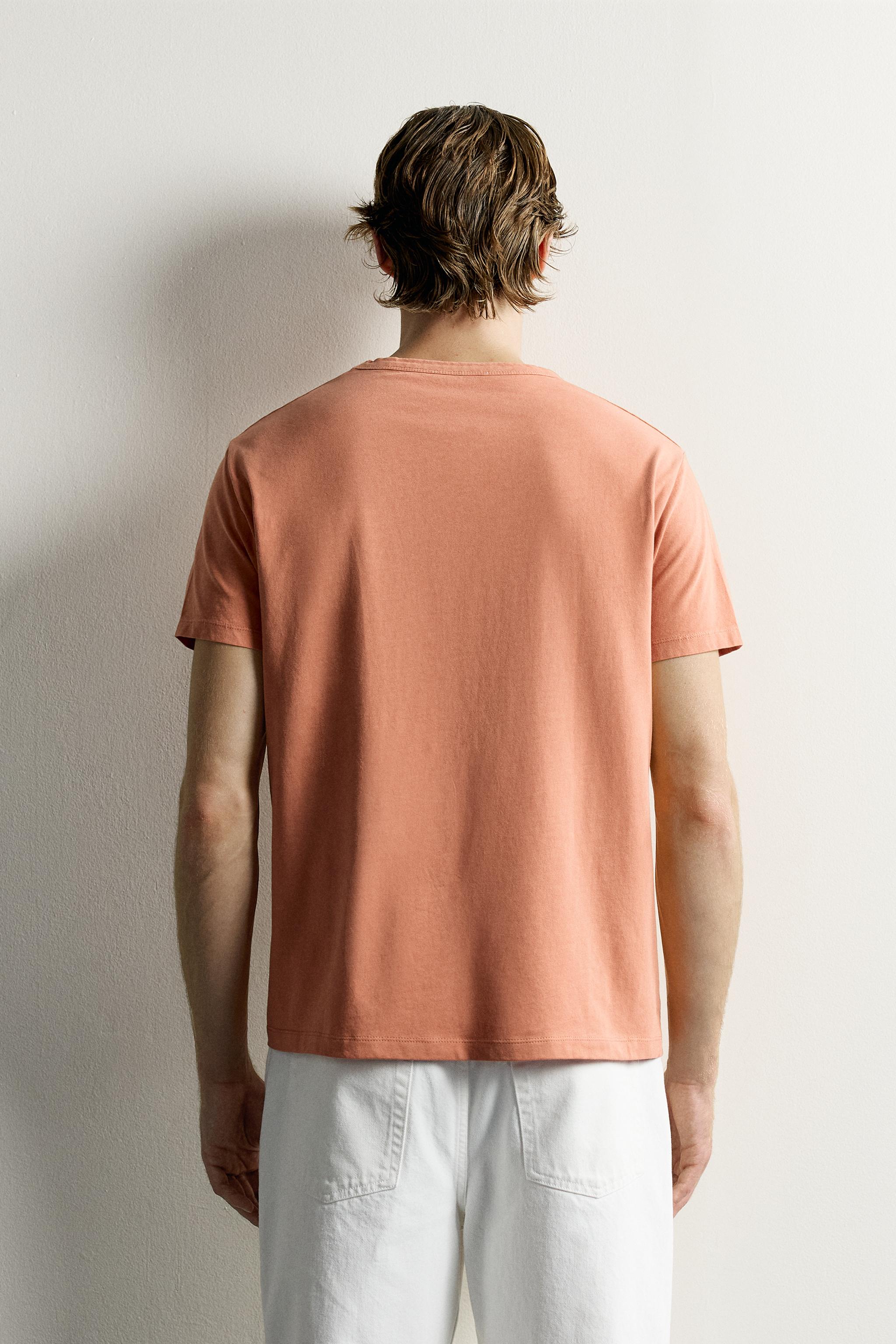 Zara KONTRAST YAMALI SÜET YIKAMALI T-SHIRT görsel 3