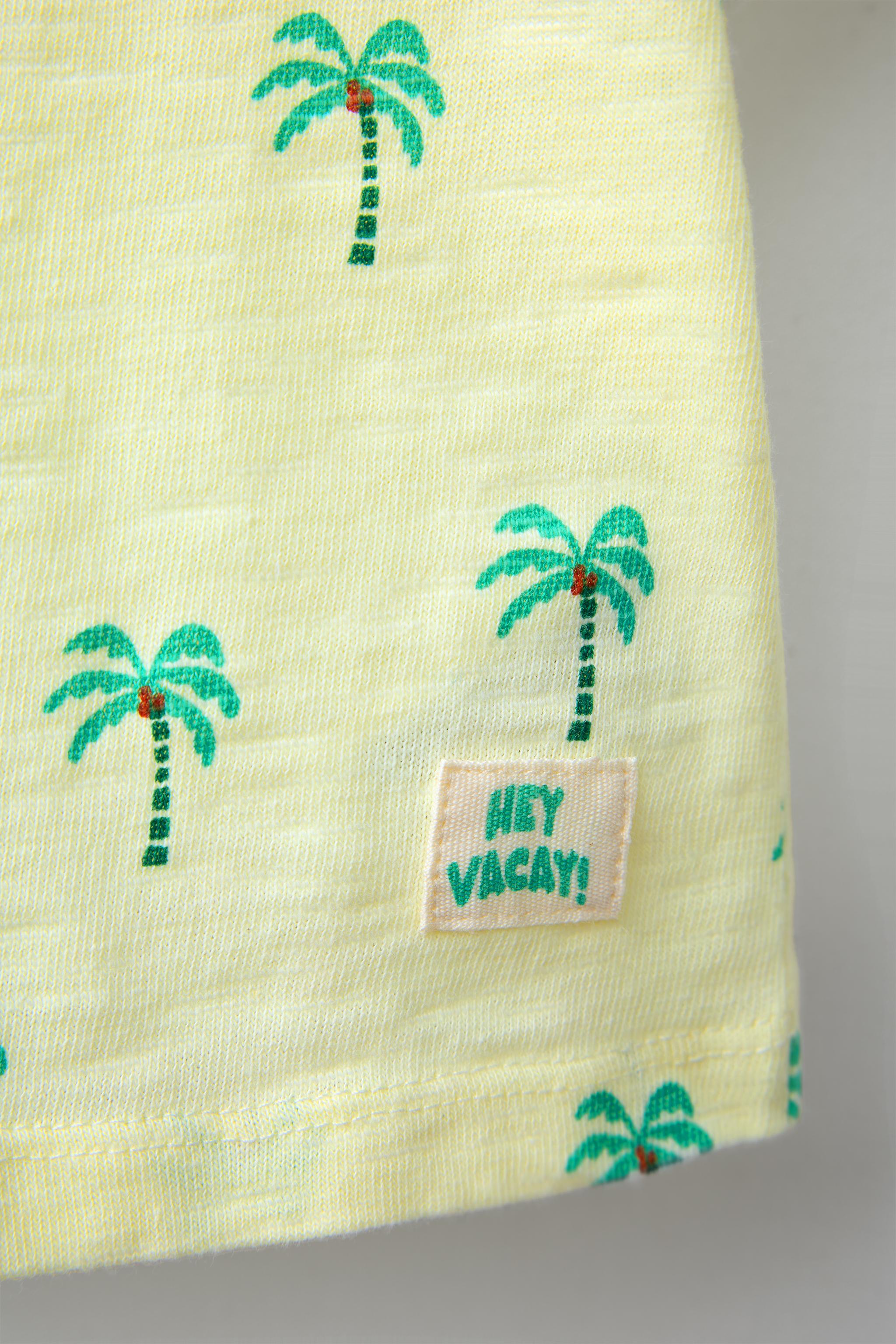 HELLO■Palm Tree Logo 6Panel Cap_Beige Palm Angels - Beige T-shirt with multicoloured palm tree