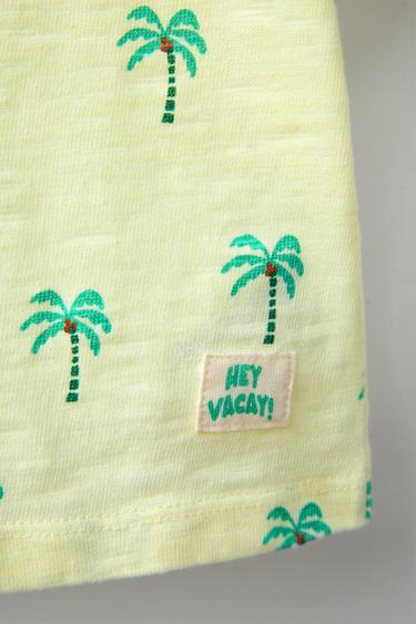 T-SHIRT IMPRIMÉ PALMIERS - Jaune clair de Zara - Image 3
