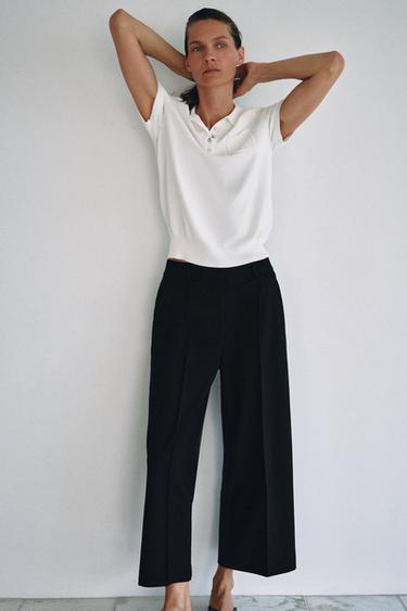بنطلون CROPPED ZW COLLECTION - أسود الخاص بـ Zara