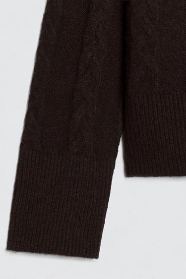 CABLE KNIT WOOL CARDIGAN SOSHIOTSUKI x ZARA - Chocolate by Zara - Image 6