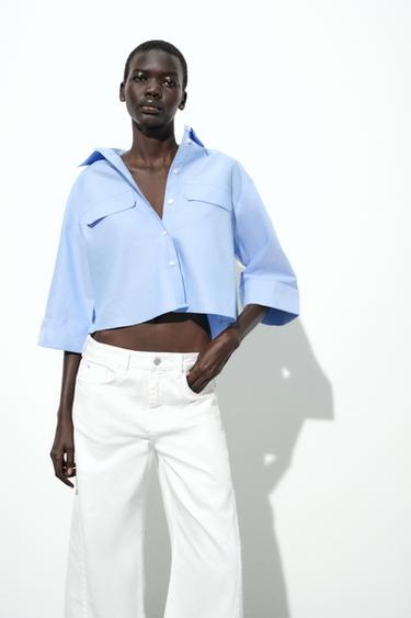 SHORT OXFORD SHIRT - Light blue by Zara - Image 1