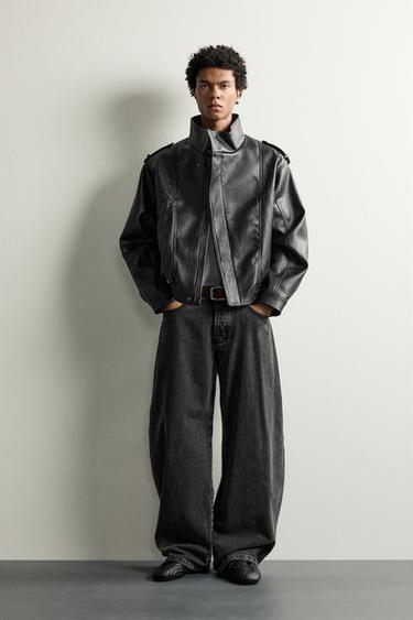 JAQUETA BIKER DE POLIURETANO - Preto da Zara - Imagem 0
