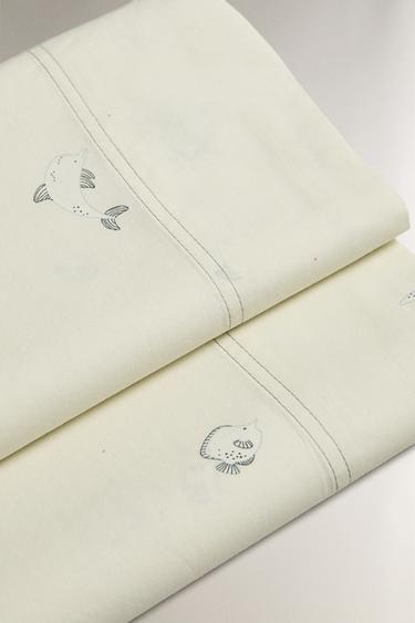 CHILDREN’S SEA PRINT FLAT SHEET - Light lime green by Zara - Image 4