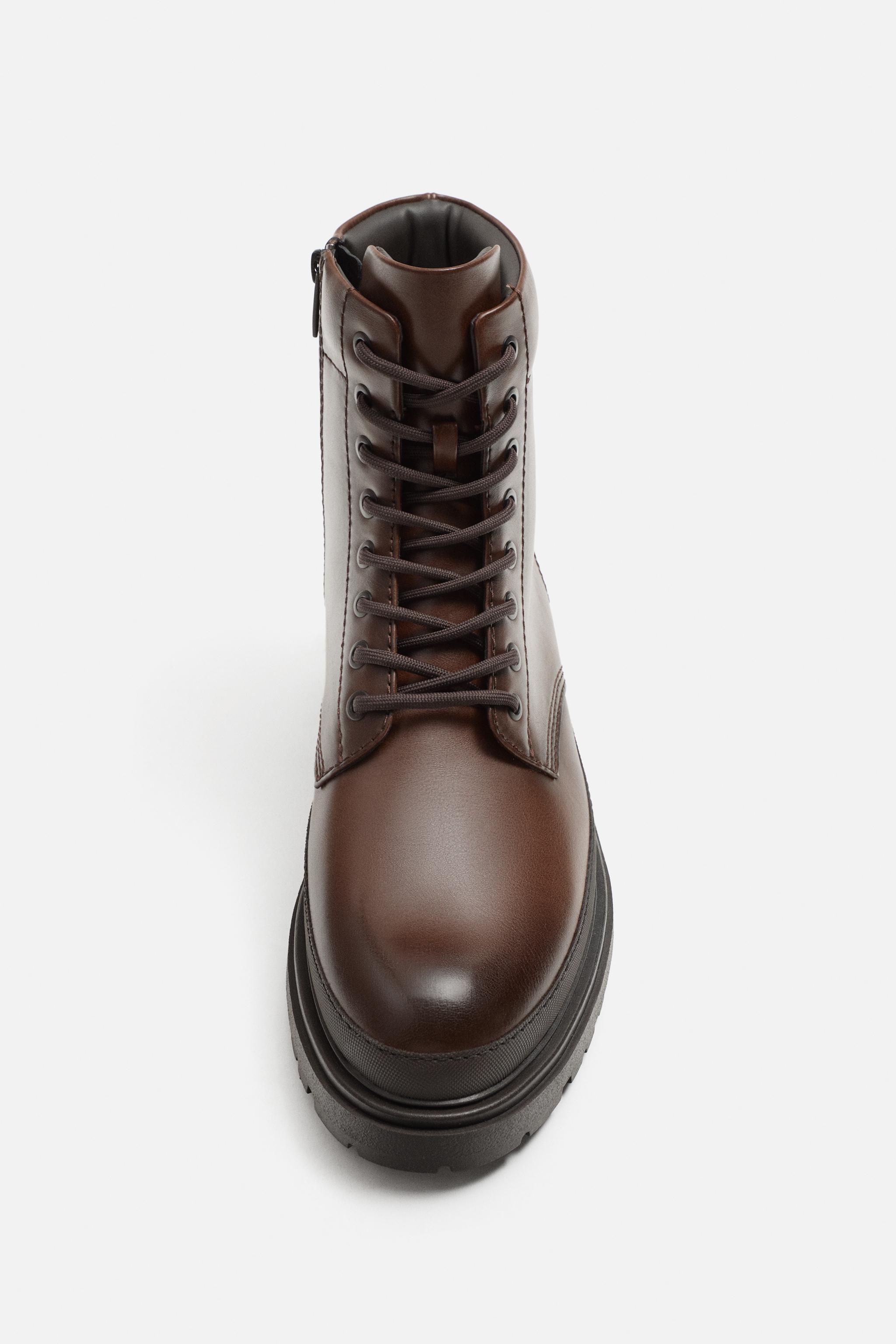 LACE-UP BOOT WITH LUG TRACK - Brown | ZARA United States LACE-UP BOOT WITH LUG TRACK - Brown | ZARA United States