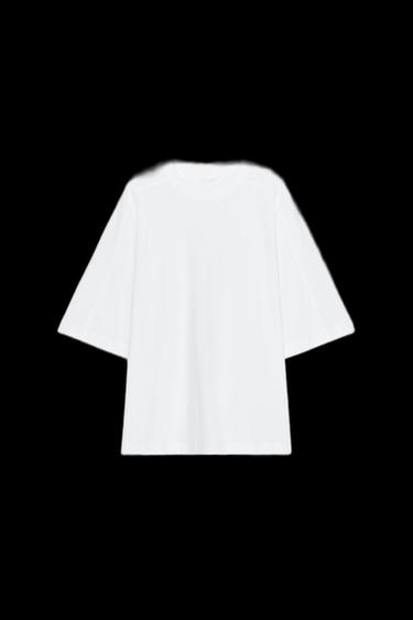 CAMISETA BOXY FIT ETIQUETA - Blanco de Zara - Imagen 0