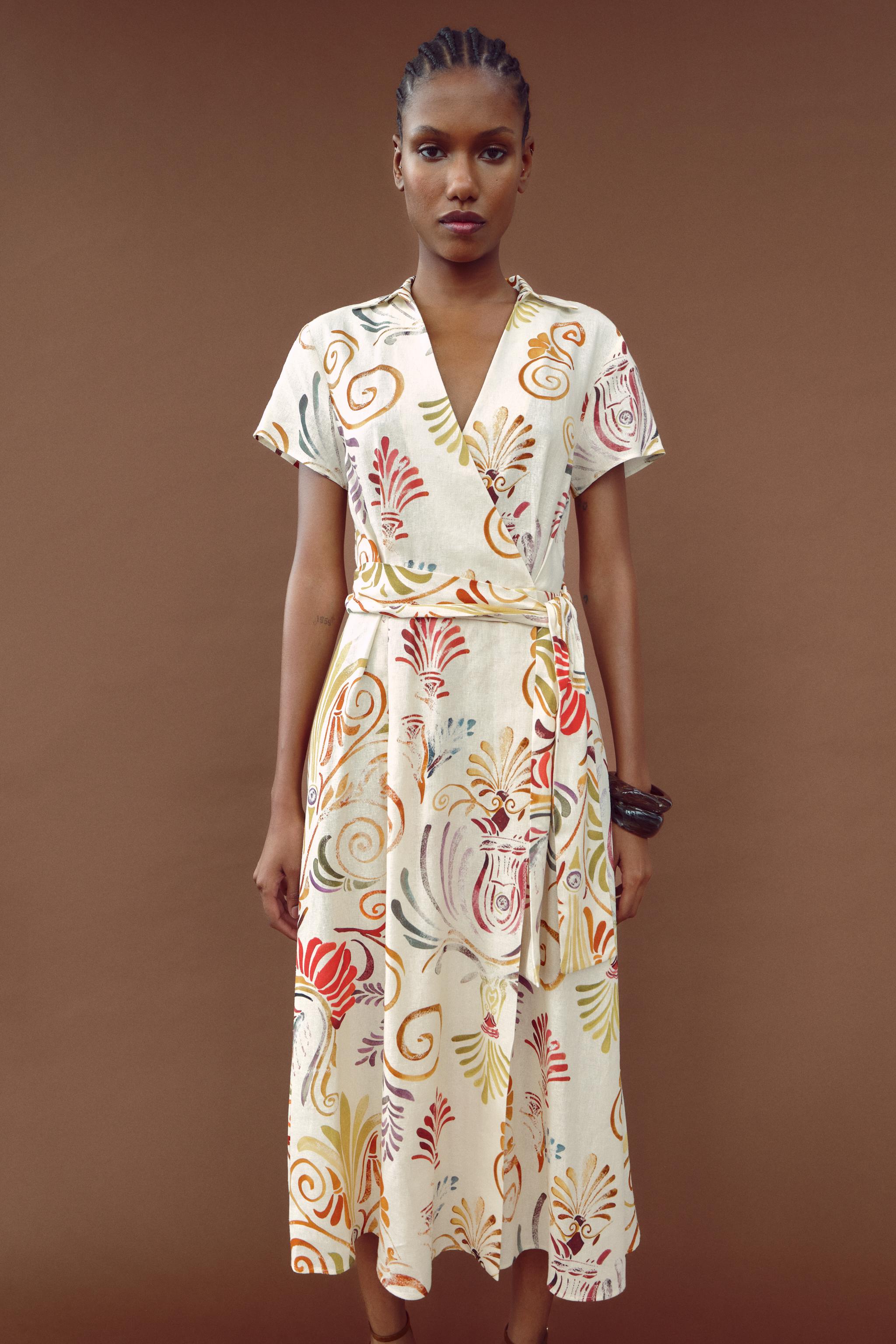 PRINTED LINEN DRESS