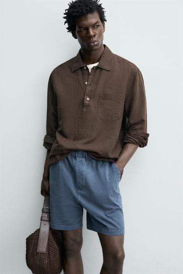 BERMUDA JOGGING EFFET DÉLAVÉ - Bleu de Zara - Image 4