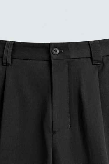 COTTON-LYOCELL PLEATED TROUSERS - Charcoal by Zara - Image 8