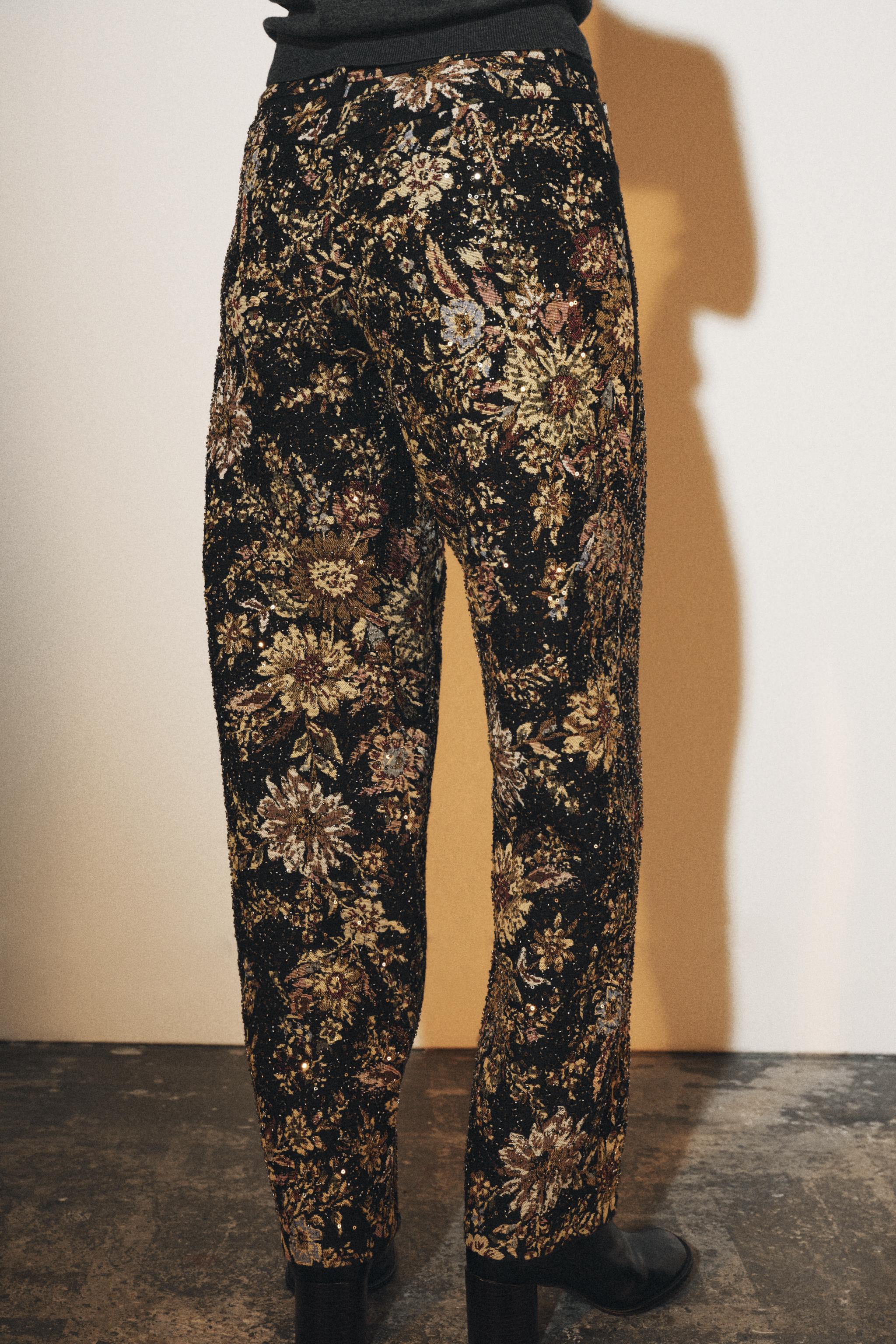 FLORAL BEADED PANTS ZW COLLECTION