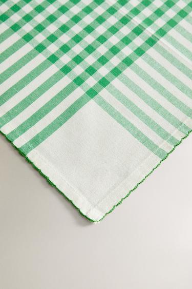 CHECK DYED COTTON TABLECLOTH - Green by Zara - Image 2