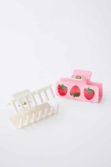 PACK OF TWO STRAWBERRY AND CHERRY HAIR CLIPS - Pink by Zara - Image 2