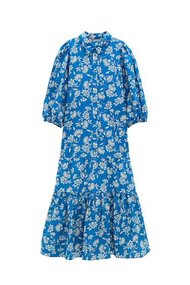 RUFFLED PRINT DRESS