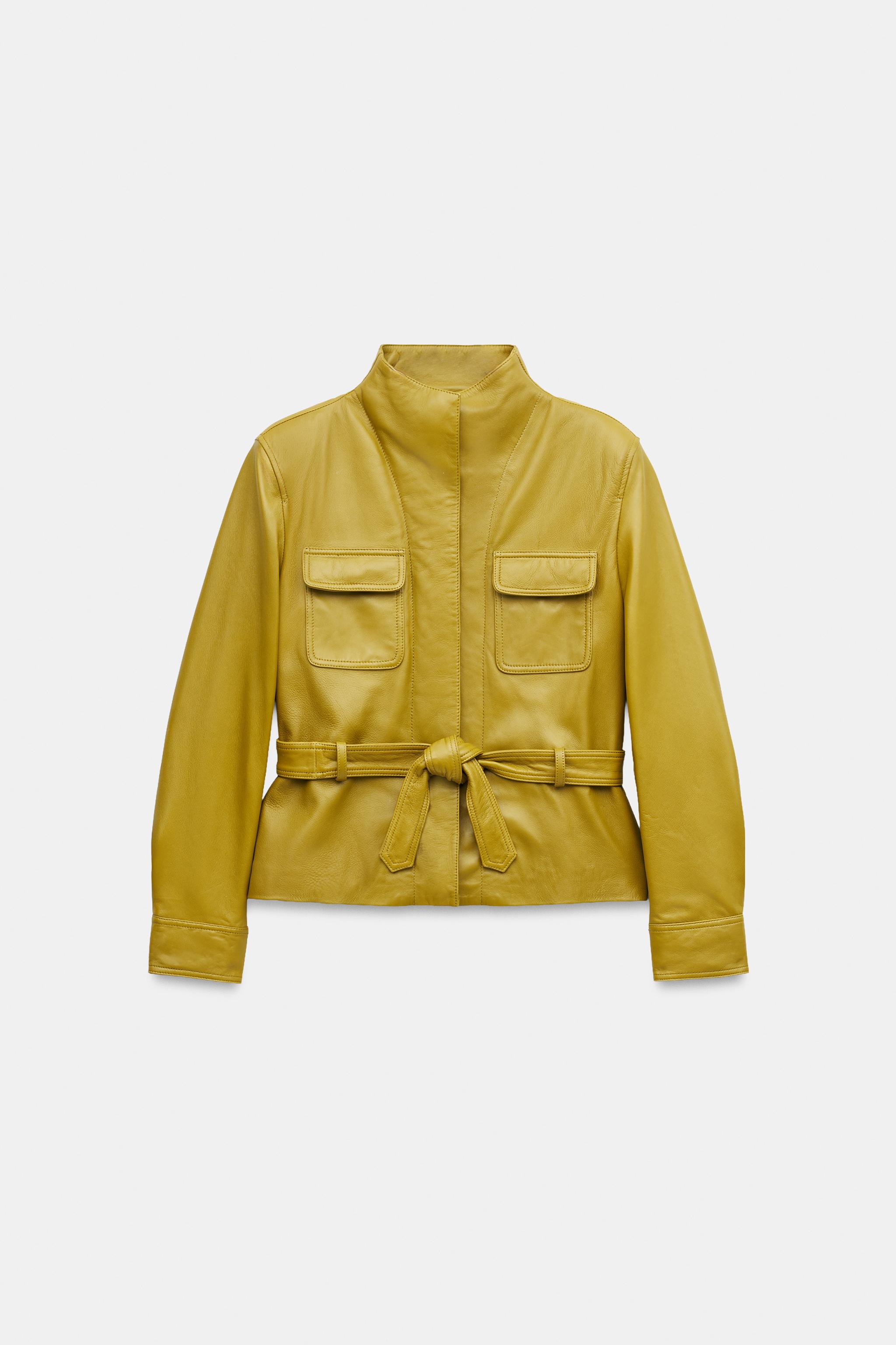 ZW COLLECTION レザー ベルトジャケット - ドライグリーン | ZARA