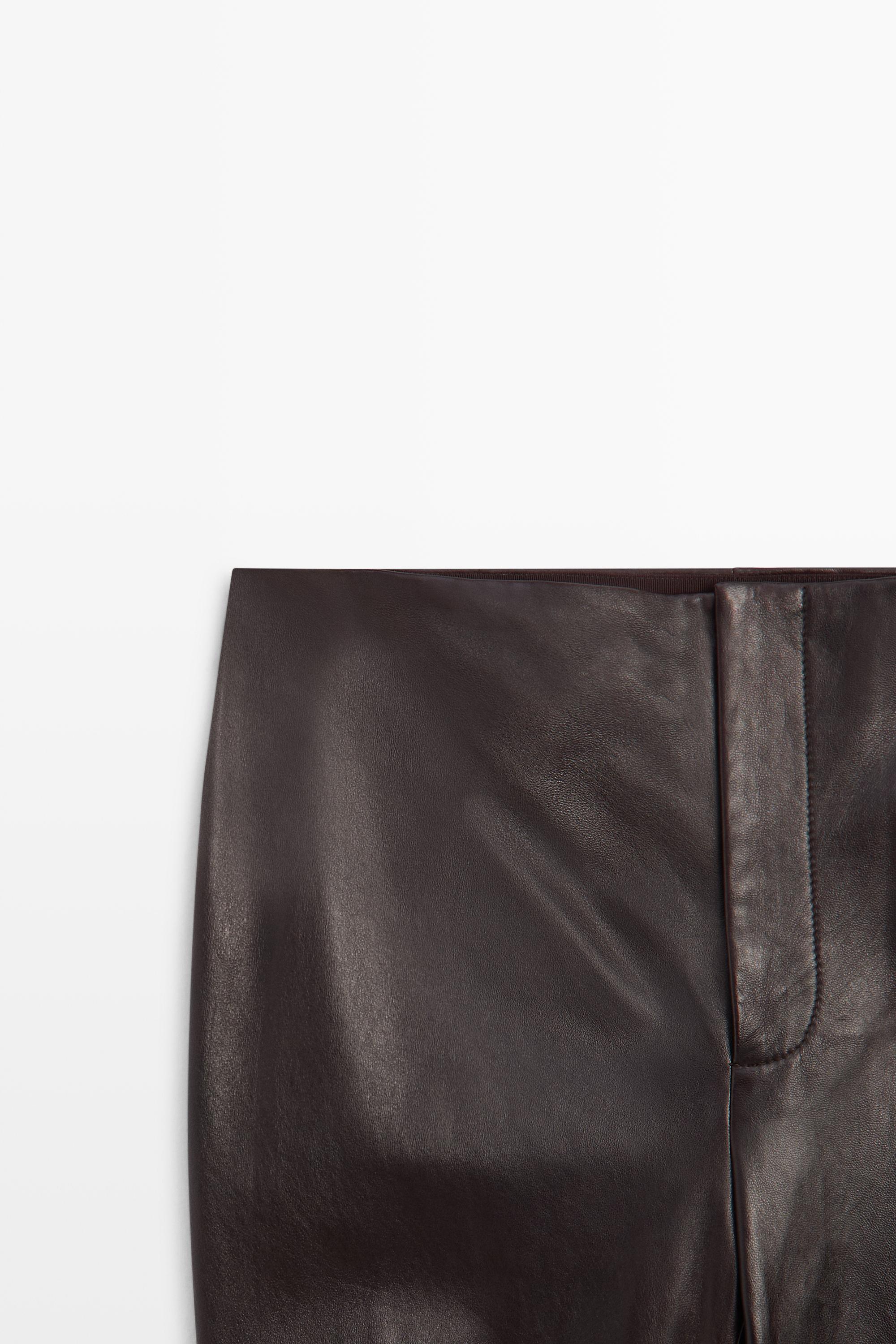 Pantalon flare fit coutures cuir nappa