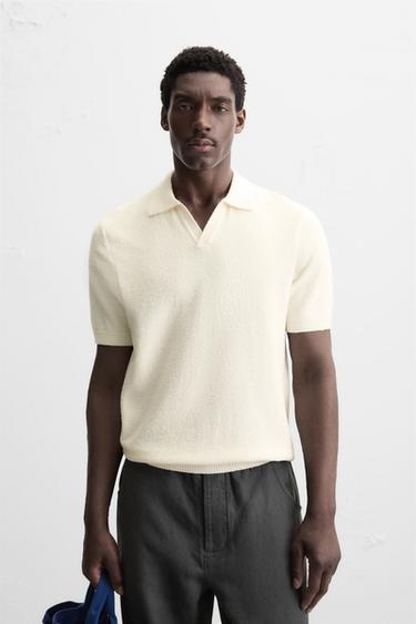 TRICOT POLO TEXTUUR - Ecru van Zara