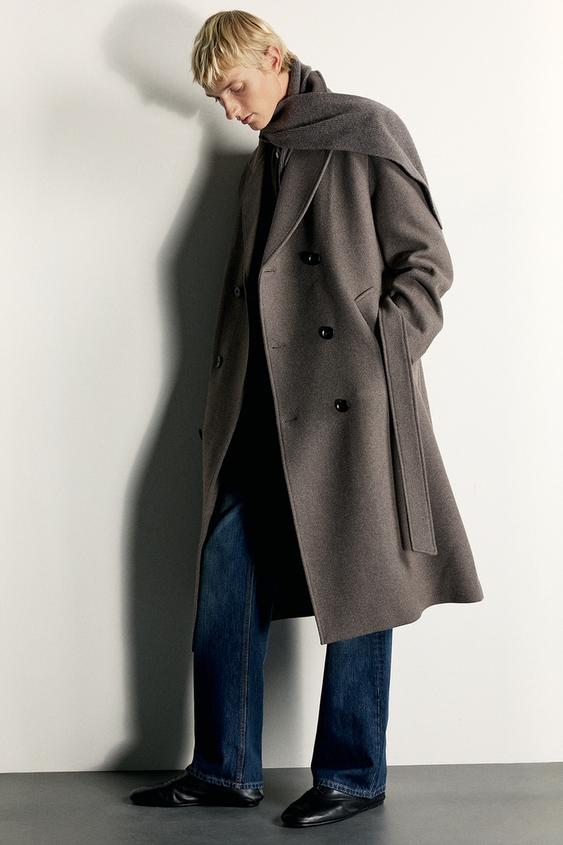 WOOL BLEND BELTED DOUBLE-BREASTED COAT - Light mink by Zara - Image 0