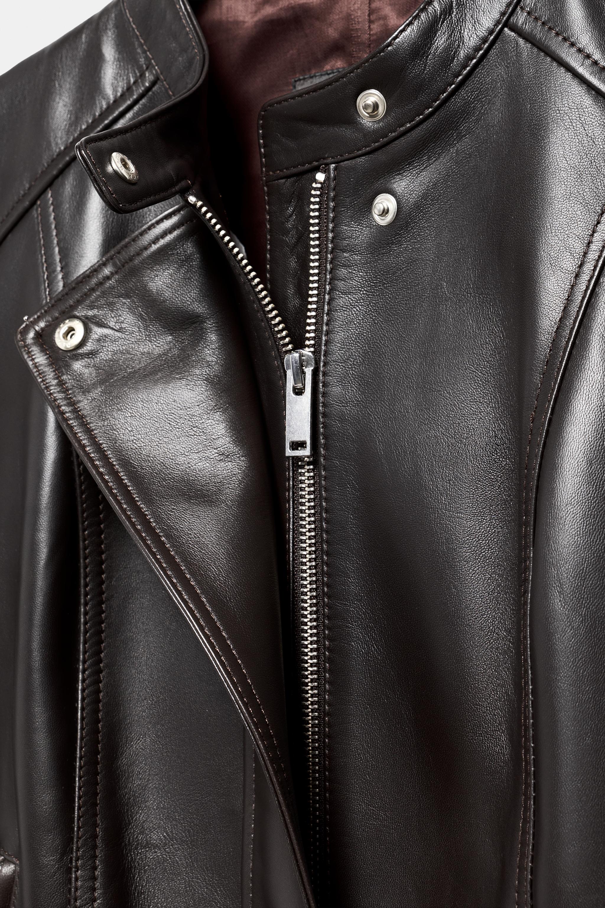 100% LEATHER JACKET ZW COLLECTION LIMITED EDITION - Dark brown