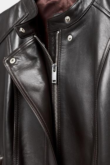 VESTE 100 % CUIR ZW COLLECTION LIMITED EDITION - Marron foncé de Zara - Image 8