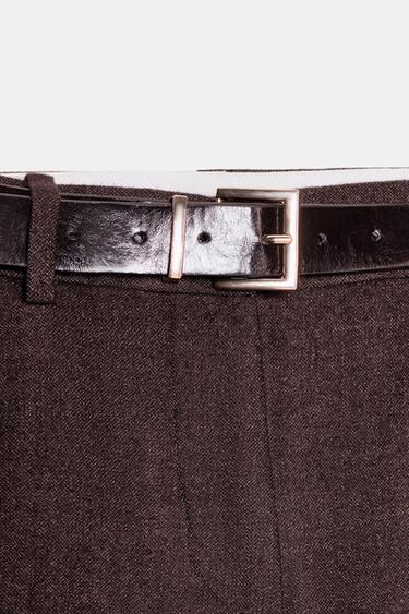 PANTALON DROIT AVEC CEINTURE - Marron de Zara - Image 7