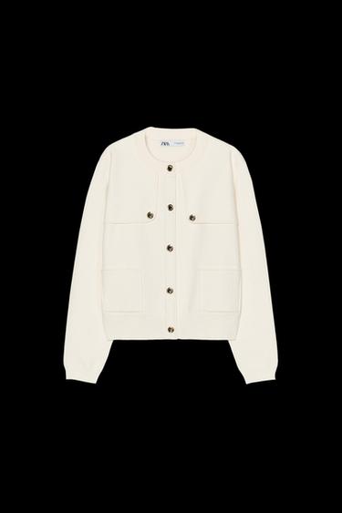 CHAQUETA PUNTO BOTONES DORADOS - Crudo de Zara