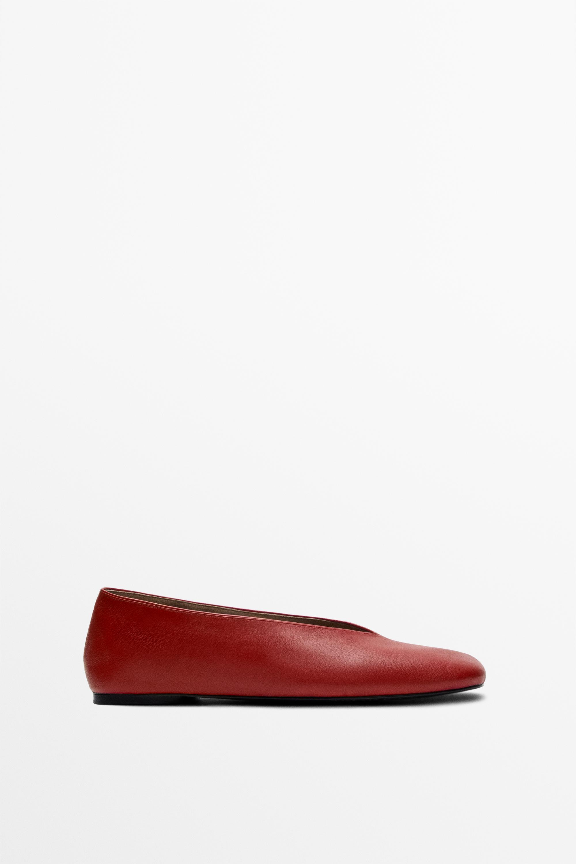 Soft leather ballerinas — Red