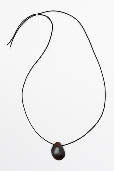 Zara Stone pendant necklace - Black gold
