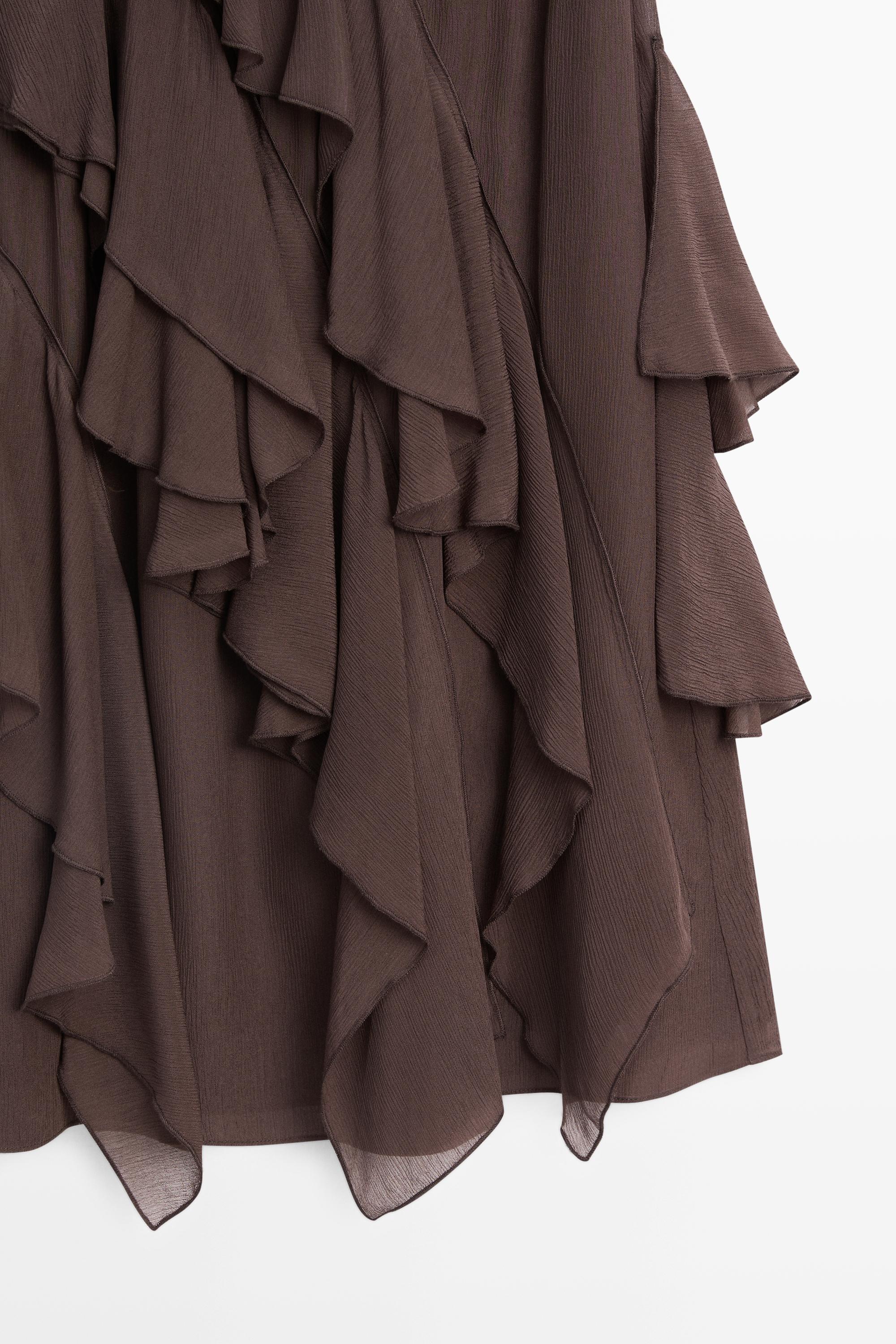 Flowing ruffled midi skirt