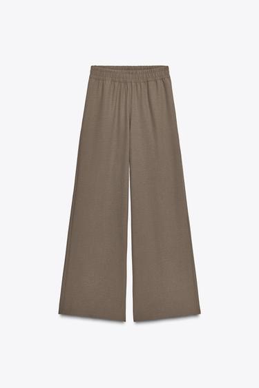 WIDE FLOWING TROUSERS - camel by Zara