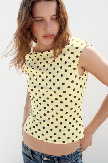 SPOTTED T-SHIRT - Yellow by Zara - Image 1