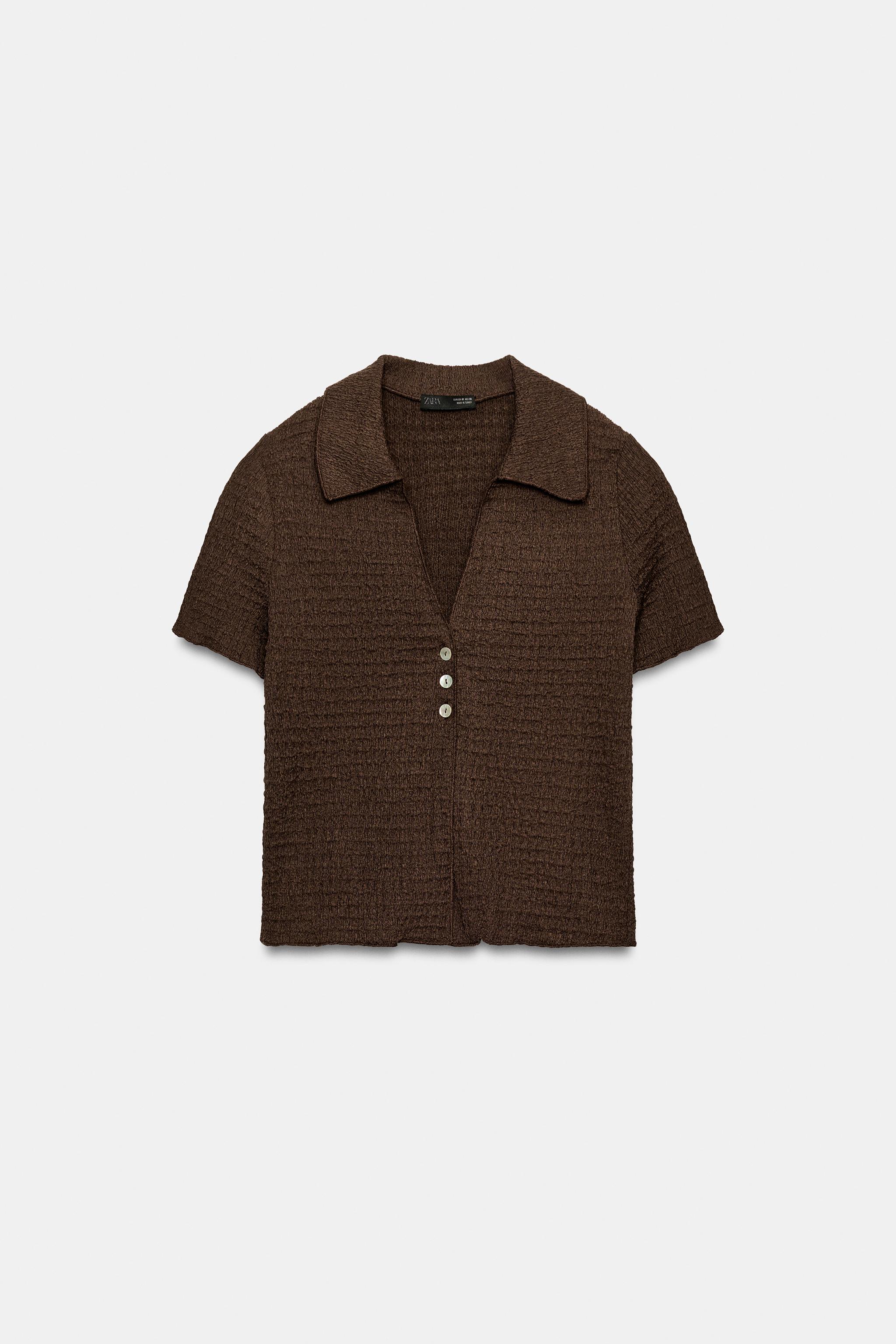 クロップドテクスチャードジャケット - ダークブラウン | ZARA Japan