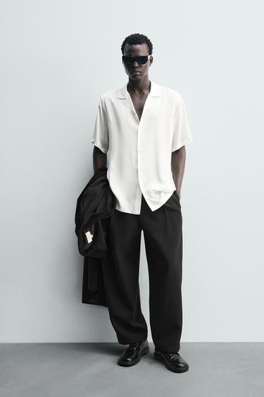CAMISA SATINADA REGULAR FIT - Blanco roto de Zara