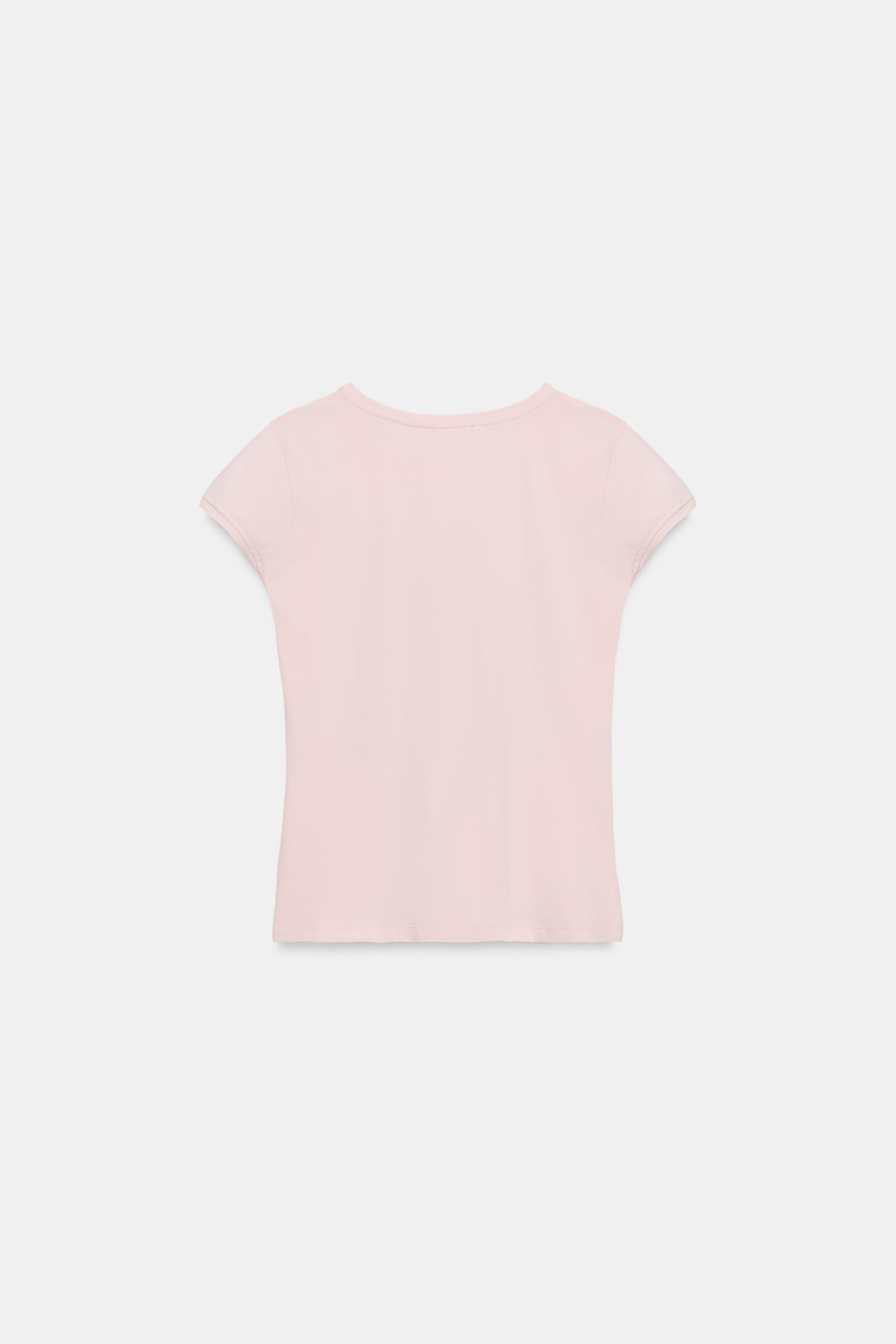 Zara TEXT PRINT SHORT SLEEVE T-SHIRT — фото 4