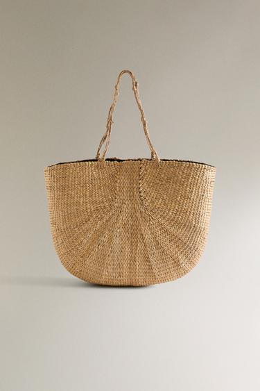 WOVEN TOTE BAG WITH KNOTS - Light beige by Zara - Image 0