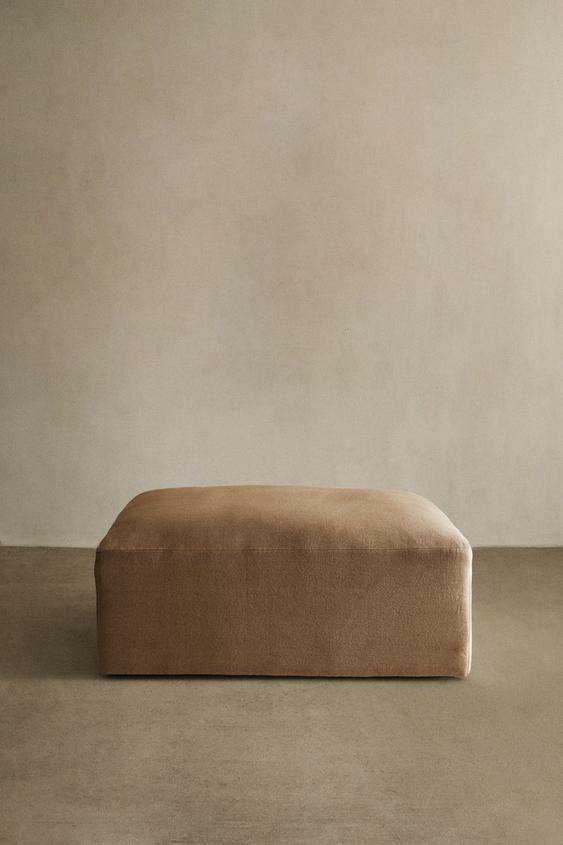WASHED LINEN FOOTSTOOL - Brick by Zara - Image 0
