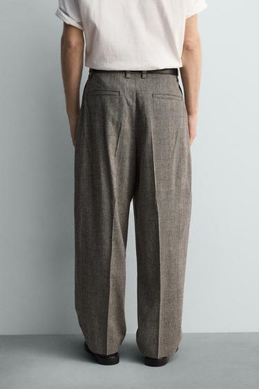 RELAXED FIT CHECK TROUSERS - Beige by Zara - Image 2