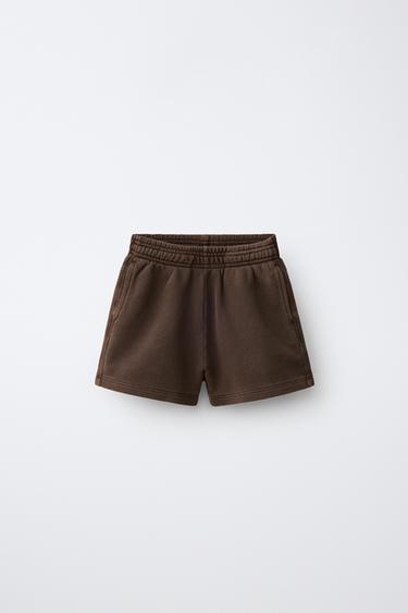 BERMUDA UNI EN PIQUÉ - Marron de Zara