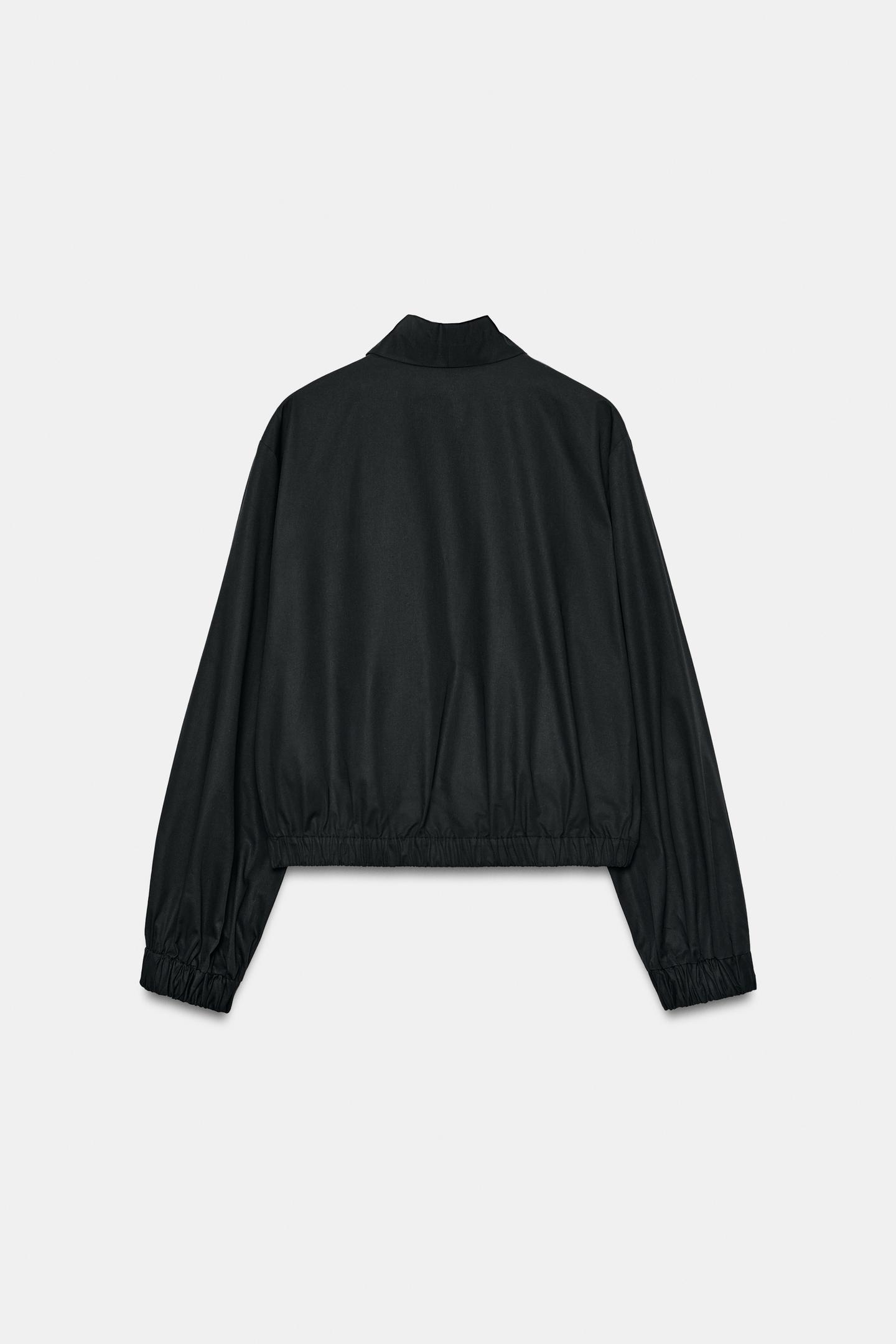 Женская рубашка Zara ZW Collection Crossover Bomber, цвет: Чёрный — фото 5