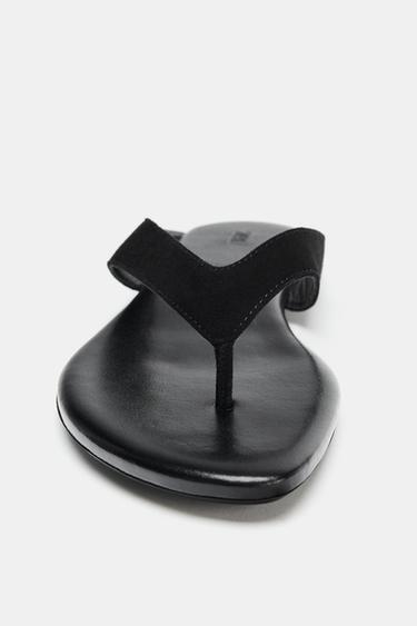 FLAT LEATHER SANDALS - Black by Zara - Image 4