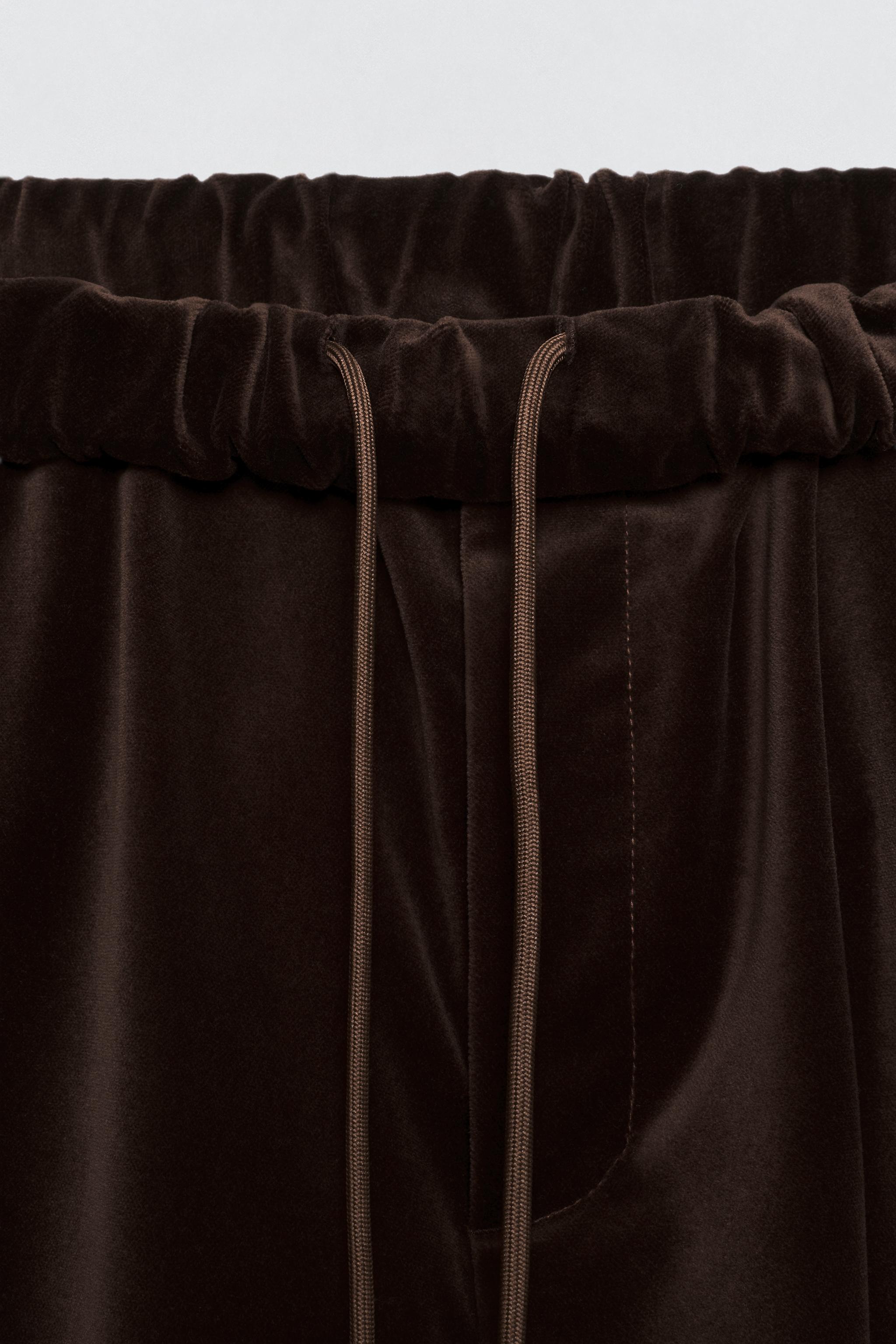 RELAXED FIT VELVET TROUSERS SOSHIOTSUKI X ZARA - Brown | ZARA Spain