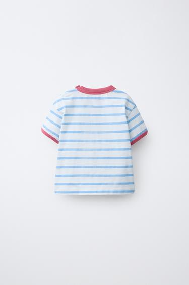 T-SHIRT À RAYURES POMME - Bleuté de Zara - Image 1