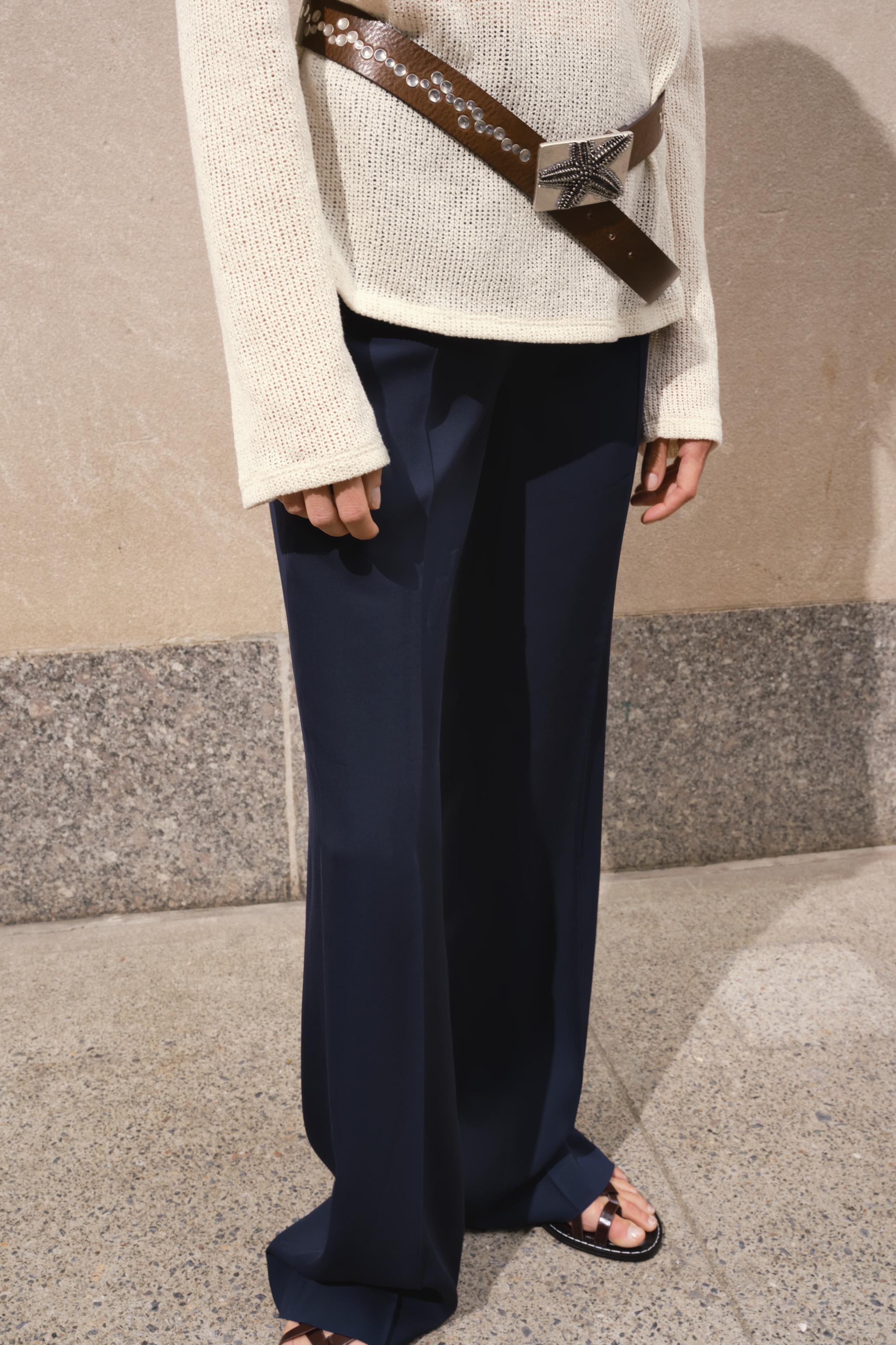 ZW COLLECTION FLOWING TROUSERS — Navy blue
