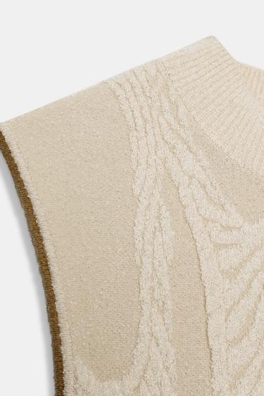 ROBE LONGUE EN JACQUARD - Écru moyen de Zara - Image 6