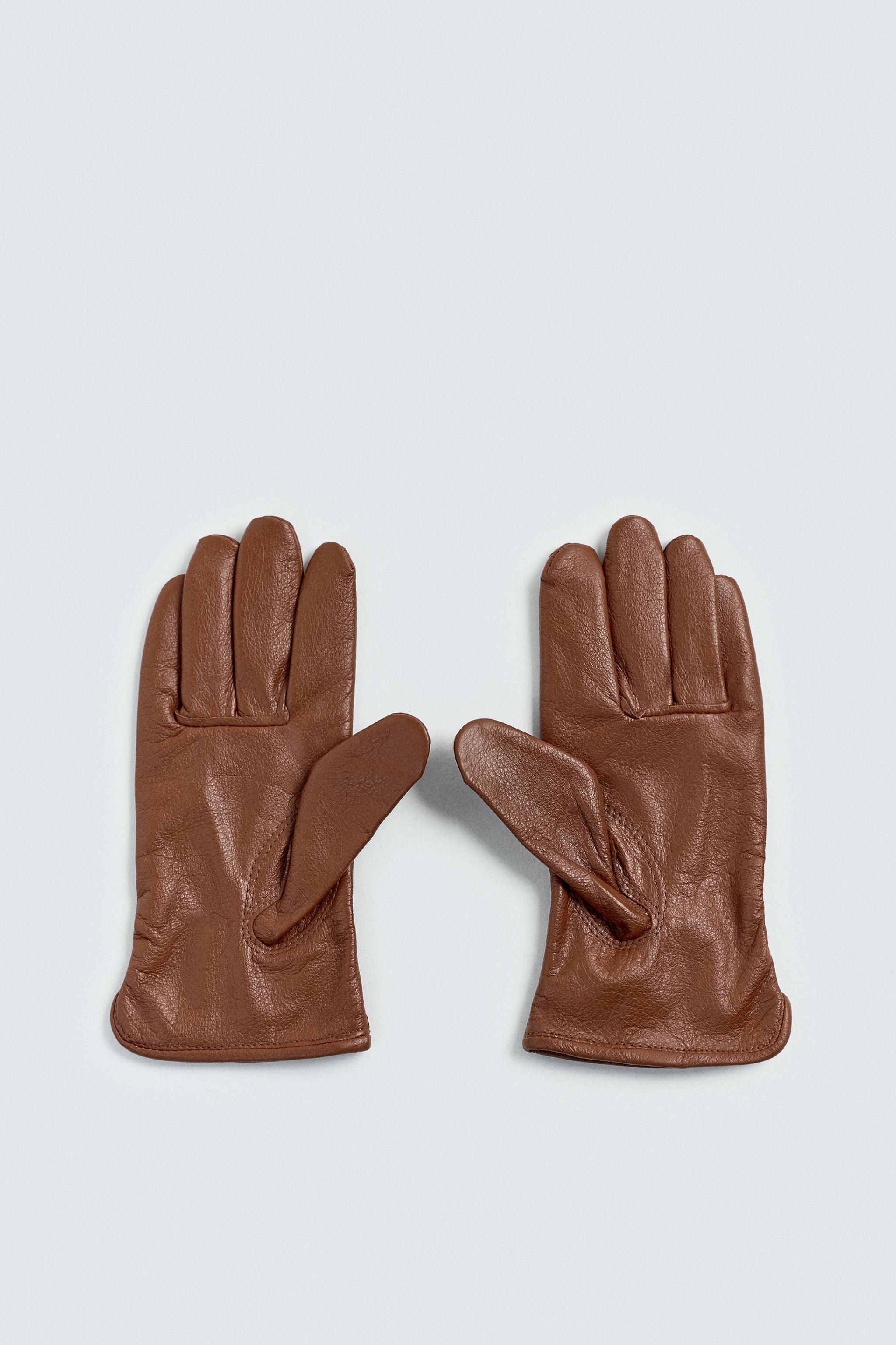 LEATHER GLOVES - Brown | ZARA United States